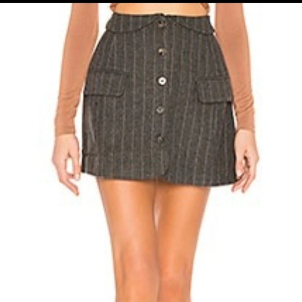 ASTR the Label Wilshire Pinstripe Charcoal Gray Wool Blend Mini Skirt XS